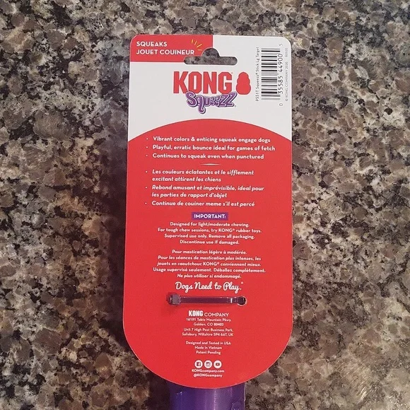 KONG Squeezz Stick Fetch Dog Toy - Purple - Large new w tag play fetch - Picture 5 of 9